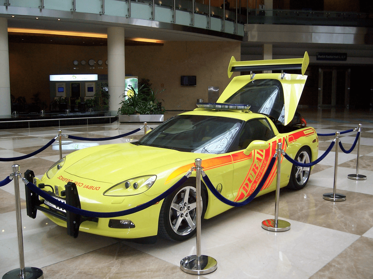 One of Dubai Civil Defence’s Corvette Stingray fast response cars pictured at an annual Intersec Exhibition.