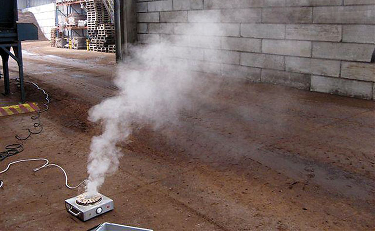 Testing of beam detectors in a waste disposal plant.