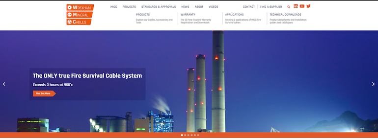 Wrexham Mineral Cables' new website.