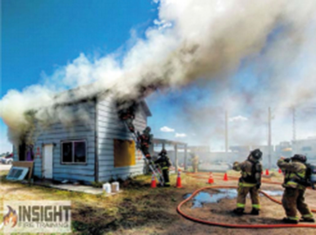 Optical view of a firefighter conducting a scan prior to the firefighters making entry for VES.