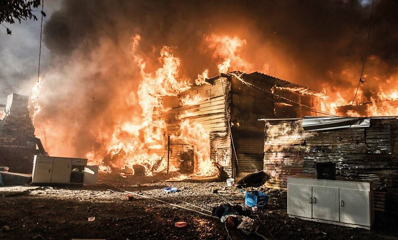 Fire consumes an informal settlement in South Africa.