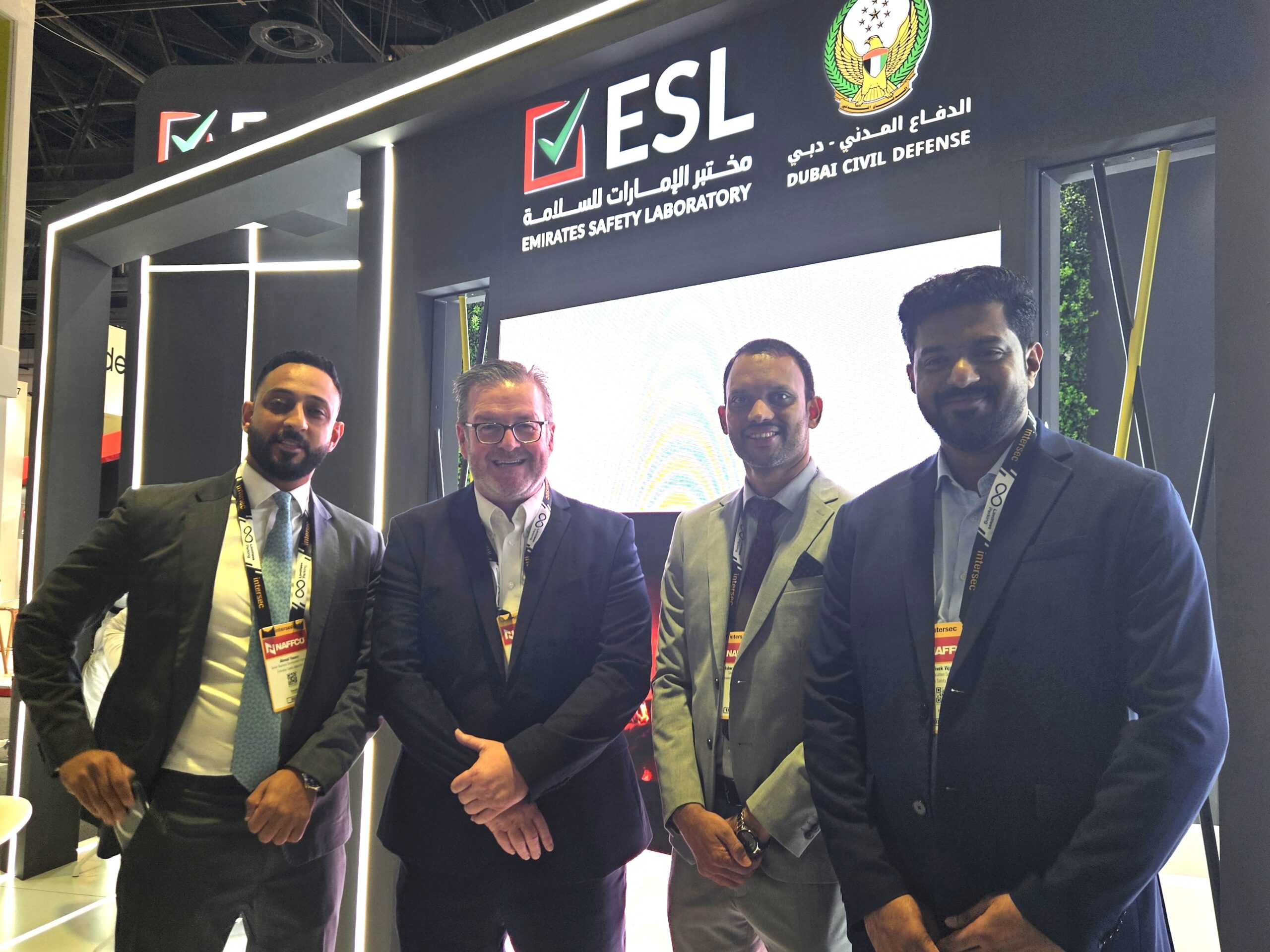 (l-r) Ahmed Yousry from ESL, Andy Spence from Britannia Fire, Asharaf Pallath from Concorde-Corodex, and Vivek Vijay from ESL